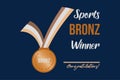 Sports Bronze Medal Winner.ÃÂ  Bronz medalÃÂ  with ribbon vector illustration